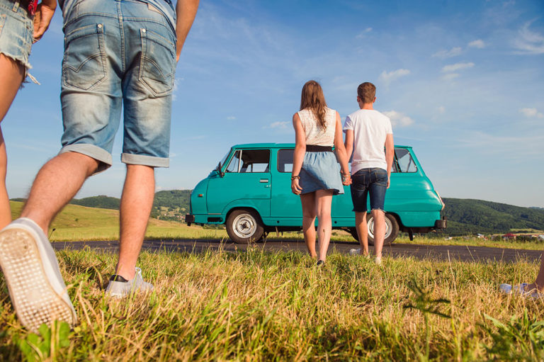 couple walking to car